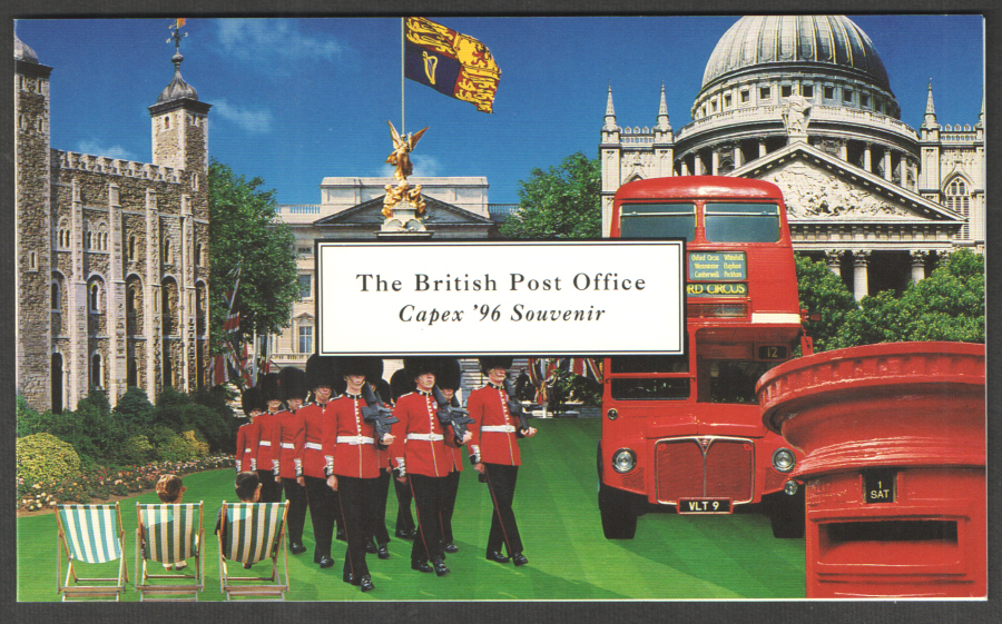 HB11 / DB22(3) Capex '96 Souvenir Folder with Queen's 70th Birthday 4 x 1st Class Unfolded Pane